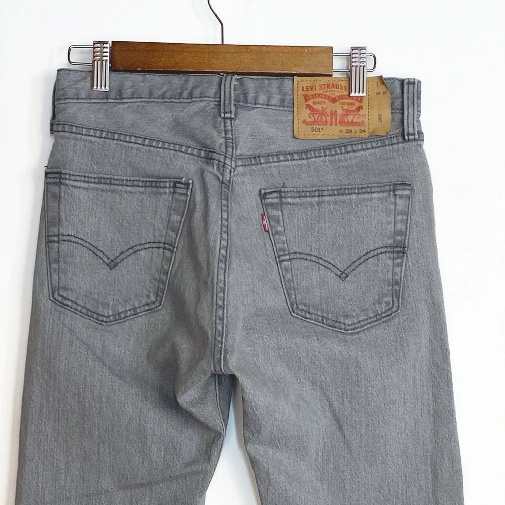 Levi’s 501 Jeans Rigid Denim in Dirienzo Gray 4 Button Fly Mens size 29 x 34